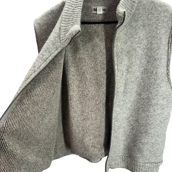 Winona Sherpa Wool Vest L Gray Zip Front Fleece Lined Cozy Unisex Outdoor Style - Picture 2 of 7